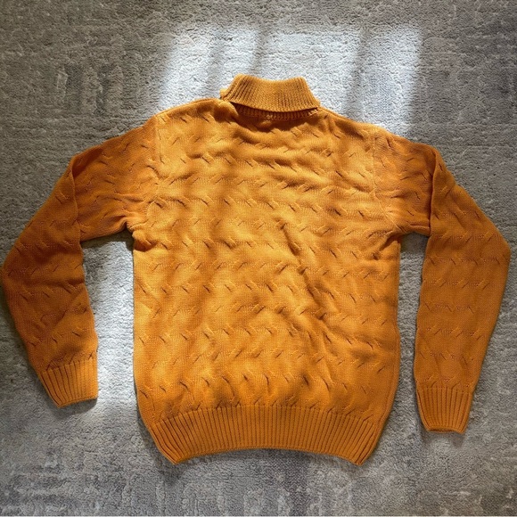 Womens Orange Polo Ralph Lauren Chunky Cable Knit Turtleneck Sweater - Medium - Picture 2 of 11